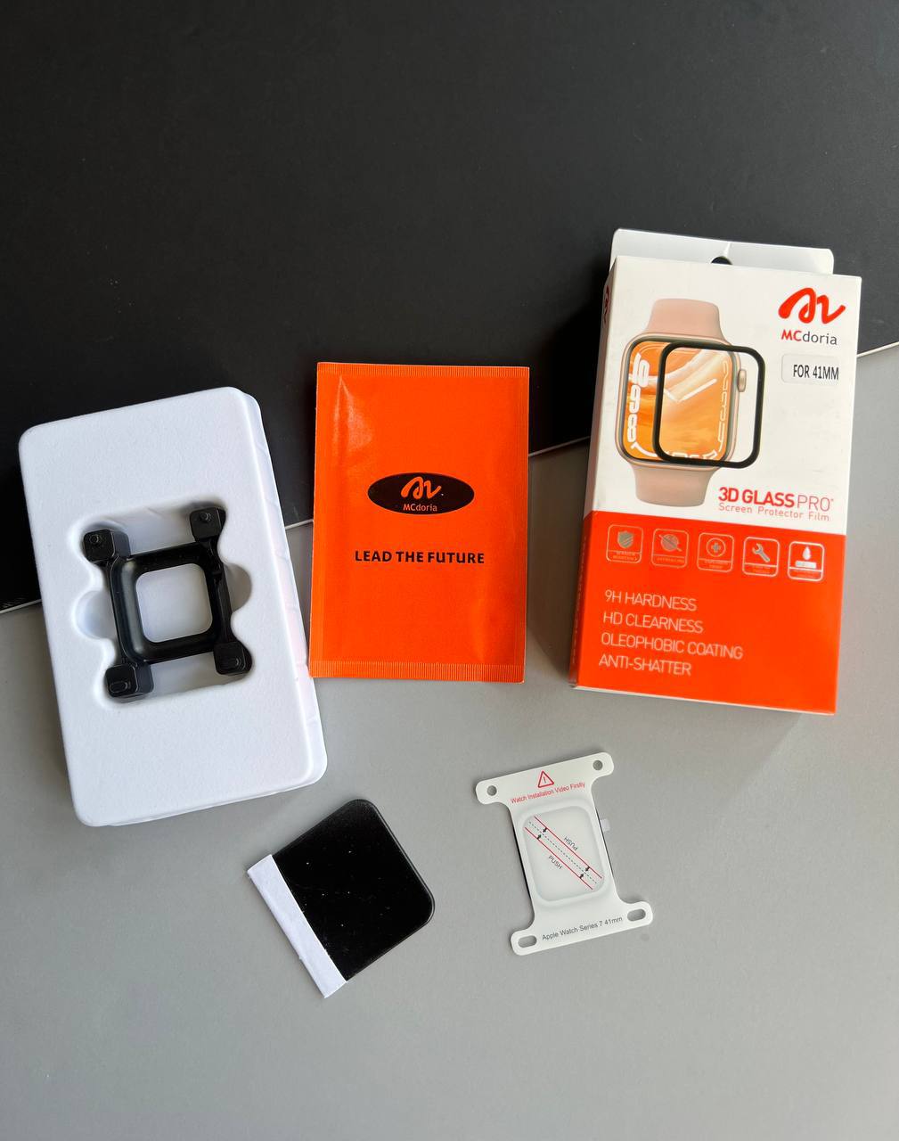 تصویر محتویات گلس واچ MCdoria مدل 3D PROPLUS مناسب اپل واچ