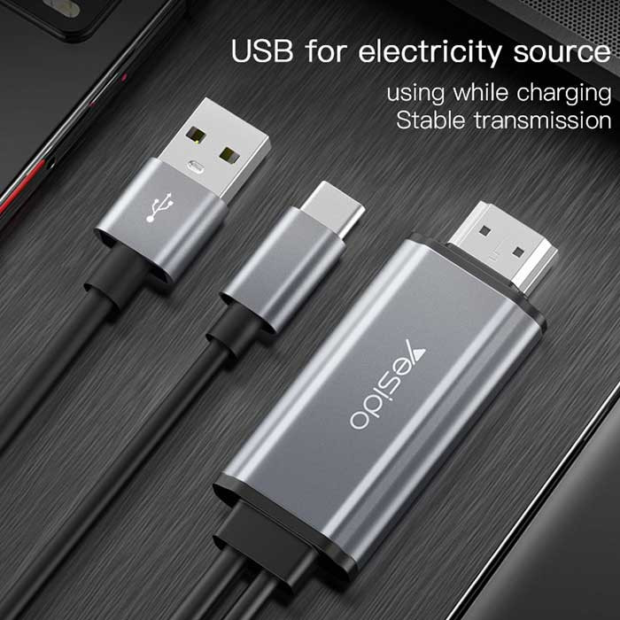 کابل تبدیل USB-C به USB /HDMI برند Yesido مدل HM02 طول 1.8 متر