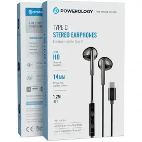 هندزفری سیمی تایپ سی برند Powerology مدل Stereo Earphones PWEPHCR17BK