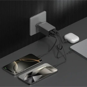 آداپتور شارژ چند پورتی 65W برند Powerology مدل PWCUQC064